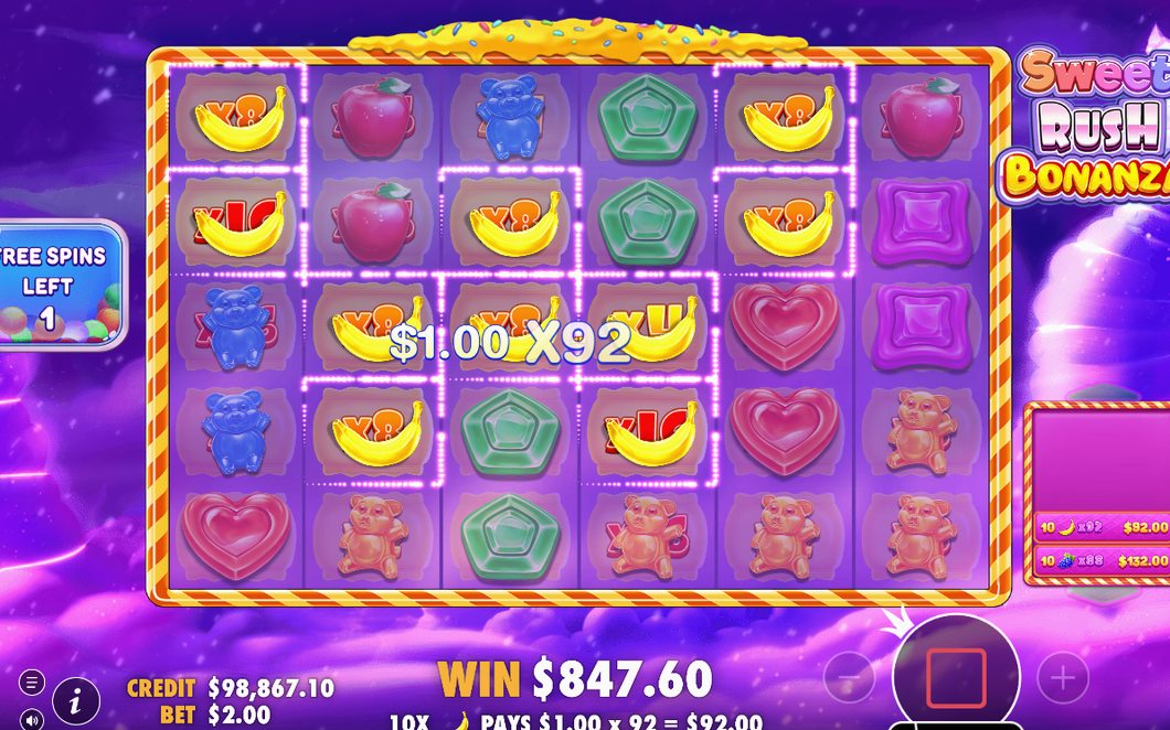 Free Spins screen at the start of the round