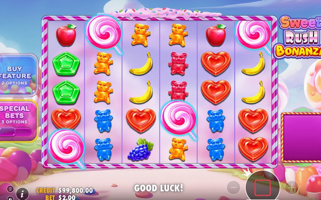 Bonus view with Multiplier Spots during a Tumble Feature
